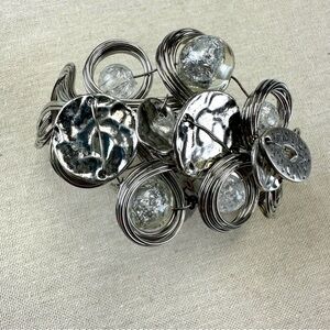 Treska silvertone lucite metal bracelet NEW with tags twisted wire C cuff